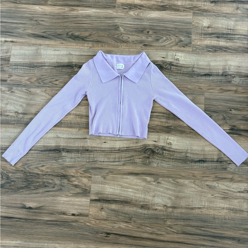 dreamer by debut Lilac Cropped Zip Up Sweater